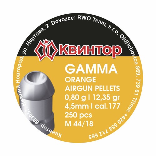 Kvintor Gamma Orange cal.4,5mm 250ks Kvintor Gamma Orange cal.4,5mm 250ks